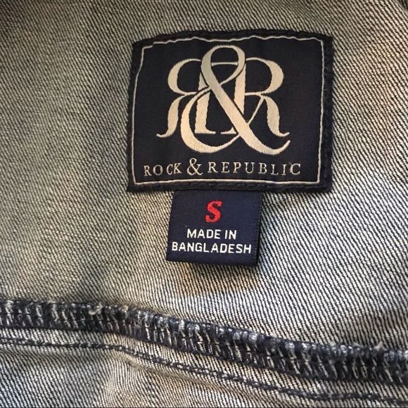 Rock & Republic | “Gunshow” Button Down Star Jean Vest in Blue with White Stars - Picture 13 of 15